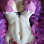 Purple chiffon Jeanie bikini female sculpted body erotic cake